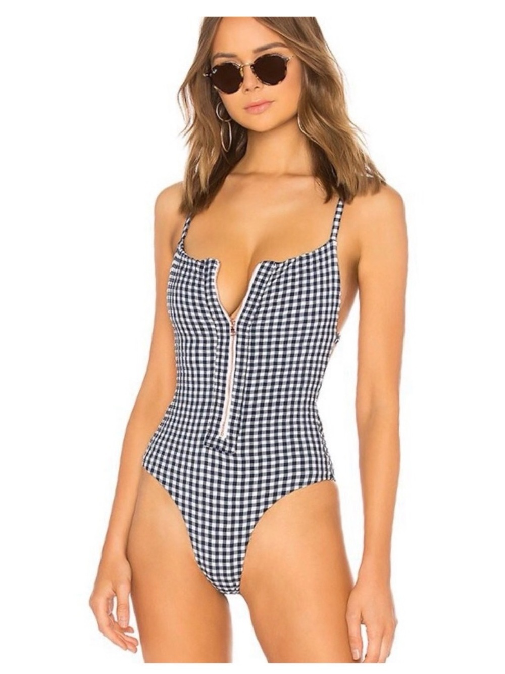 Blue life navy gingham swimsuit sz XS NEW